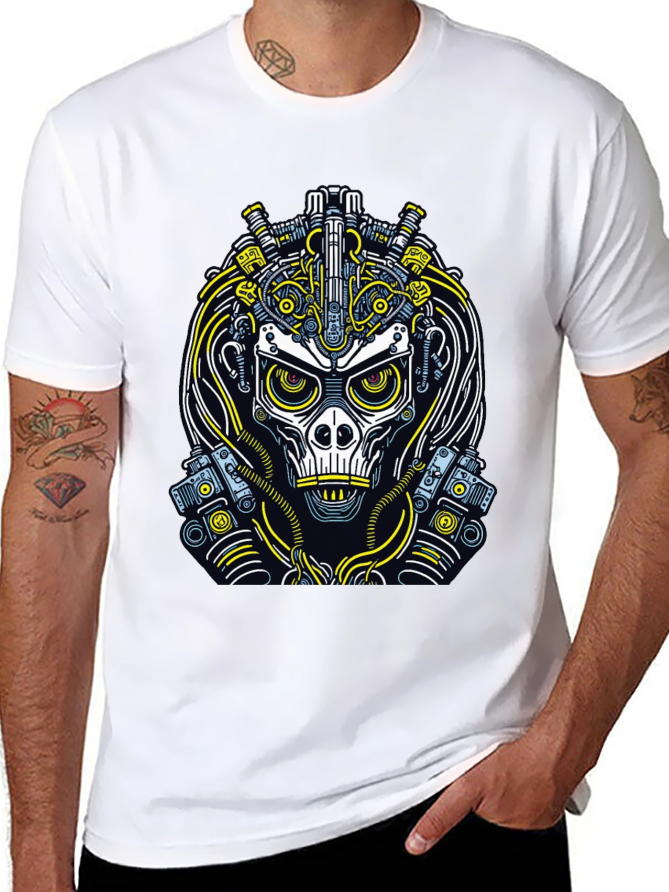 Cyberpunk Skull Graphic T-Shirt