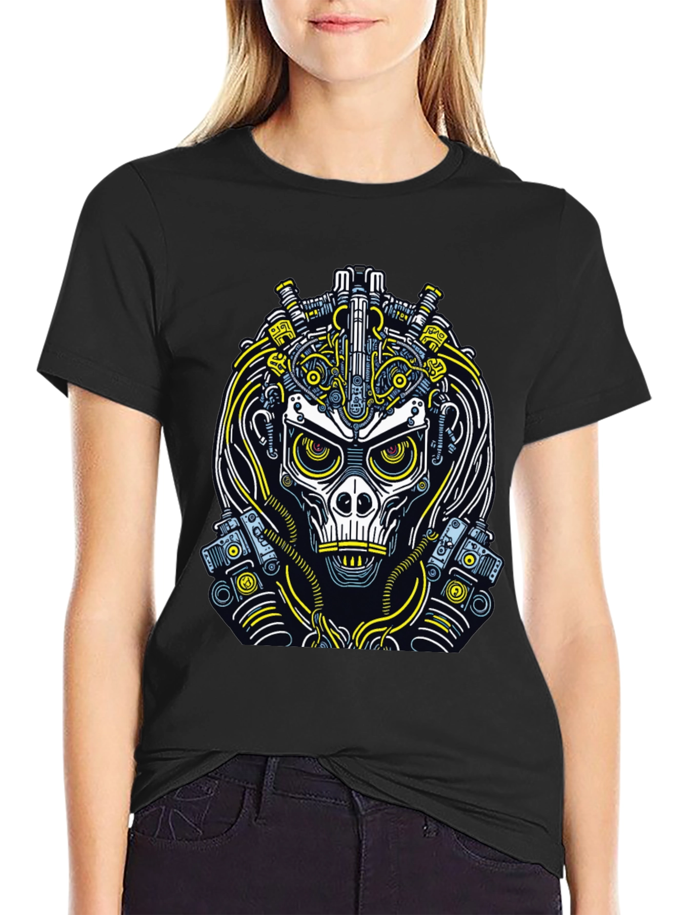 Cyberpunk Skull Graphic T-Shirt