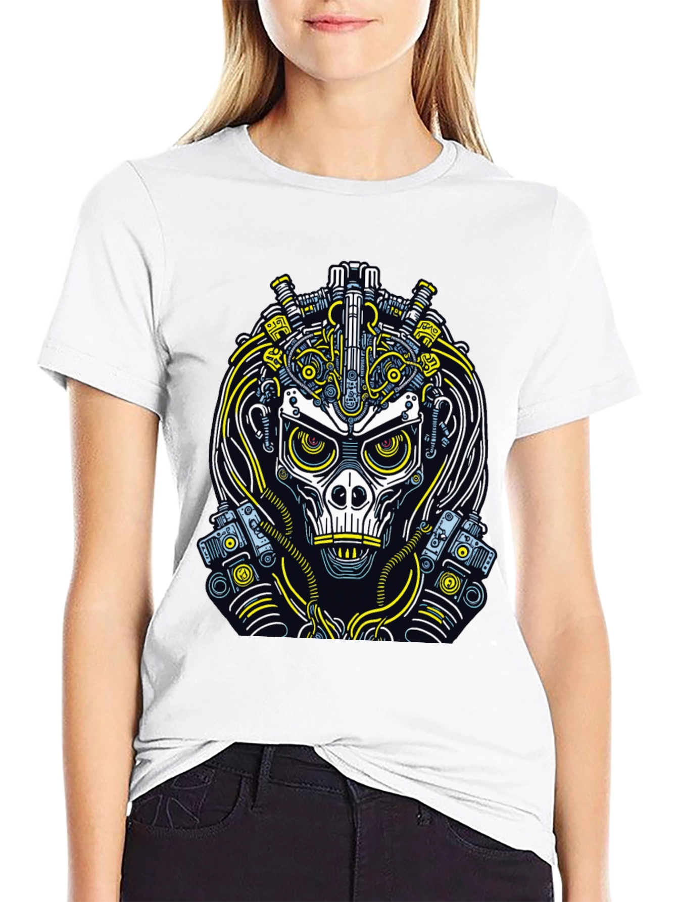 Cyberpunk Skull Graphic T-Shirt
