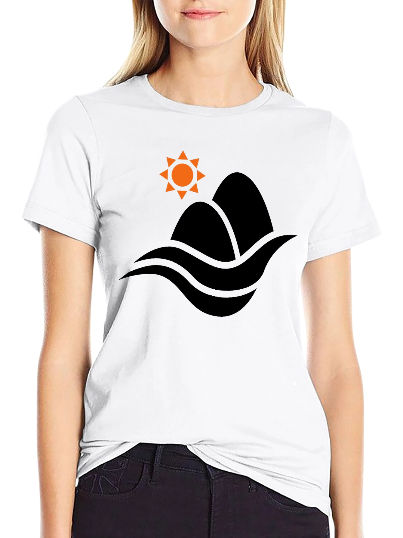 Mountain & Waves Graphic Black T-Shirt