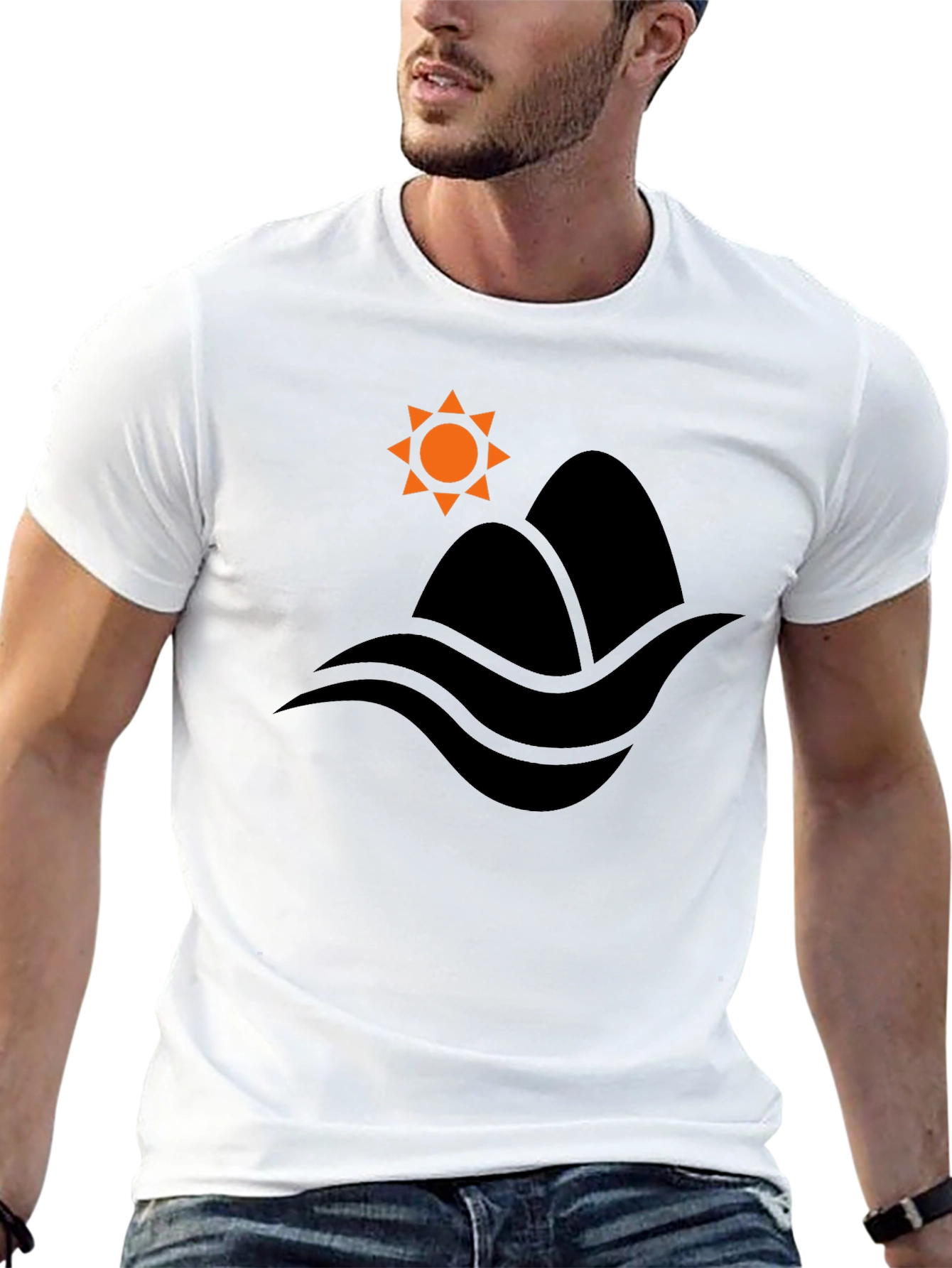 Mountain & Waves Graphic Black T-Shirt