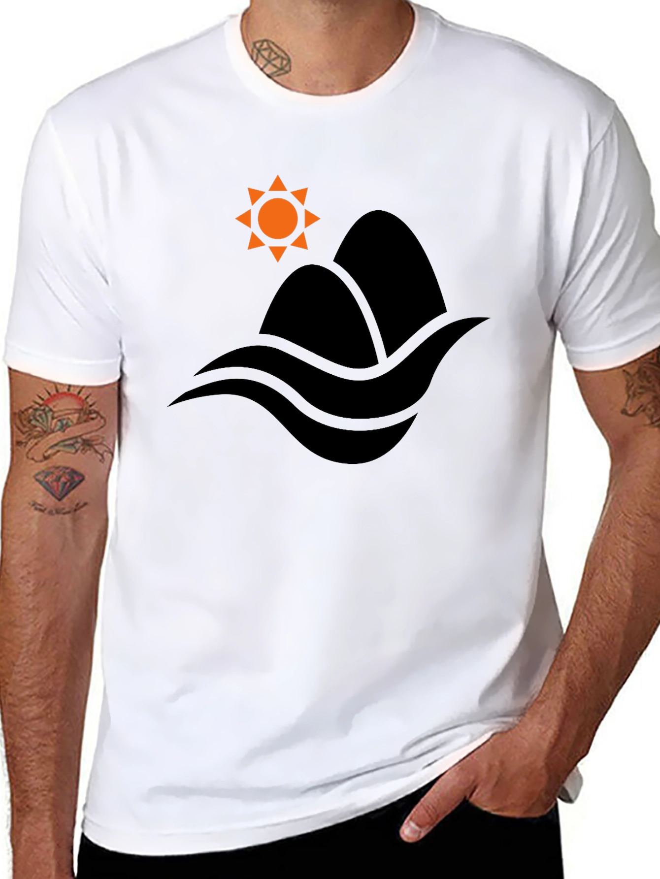 Mountain & Waves Graphic Black T-Shirt