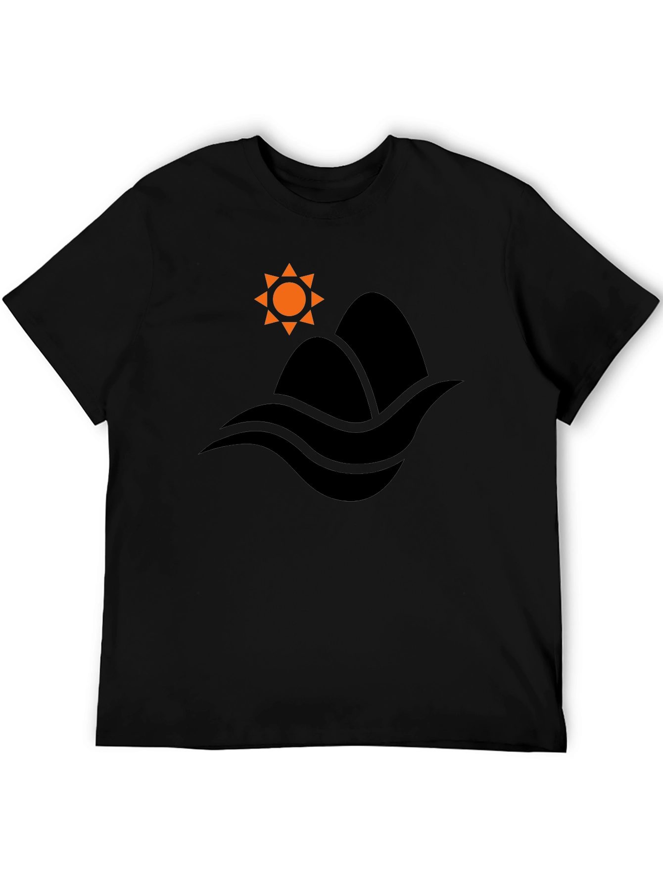 Mountain & Waves Graphic Black T-Shirt
