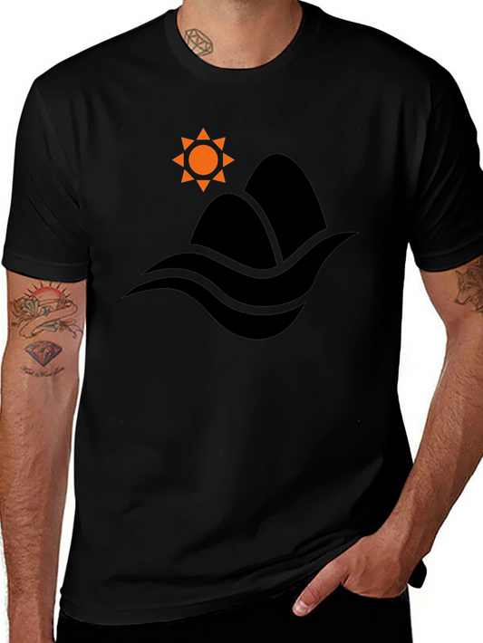 Mountain & Waves Graphic Black T-Shirt