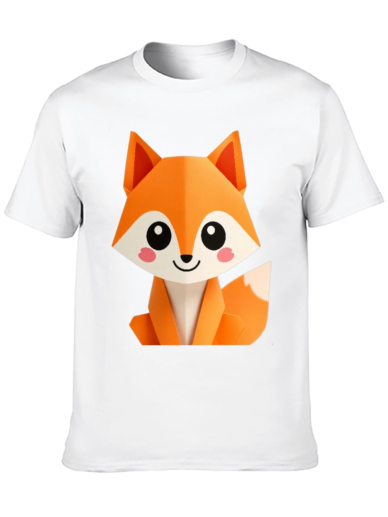 Cute Origami Fox Graphic Tee - Black
