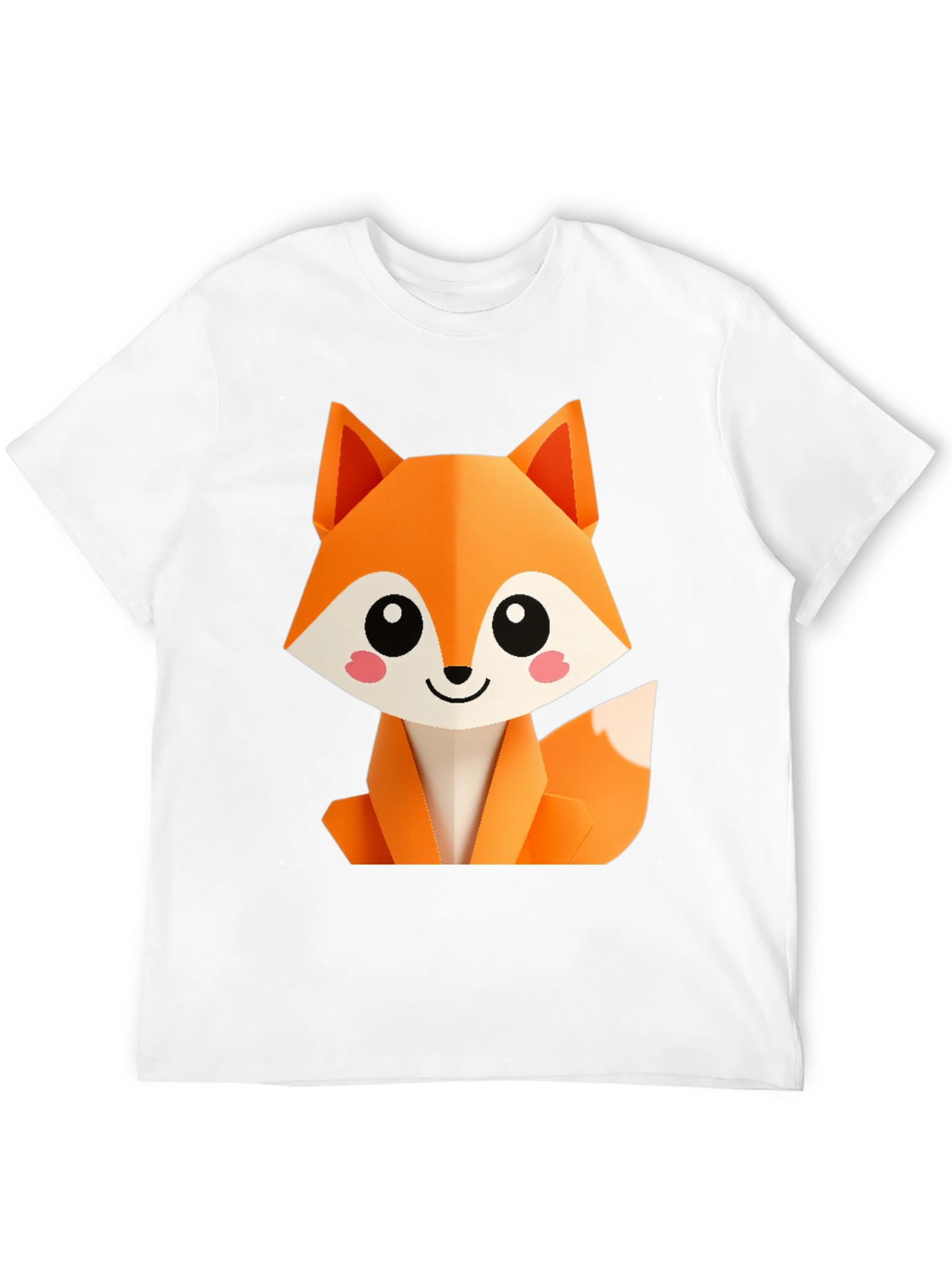 Cute Origami Fox Graphic Tee - Black