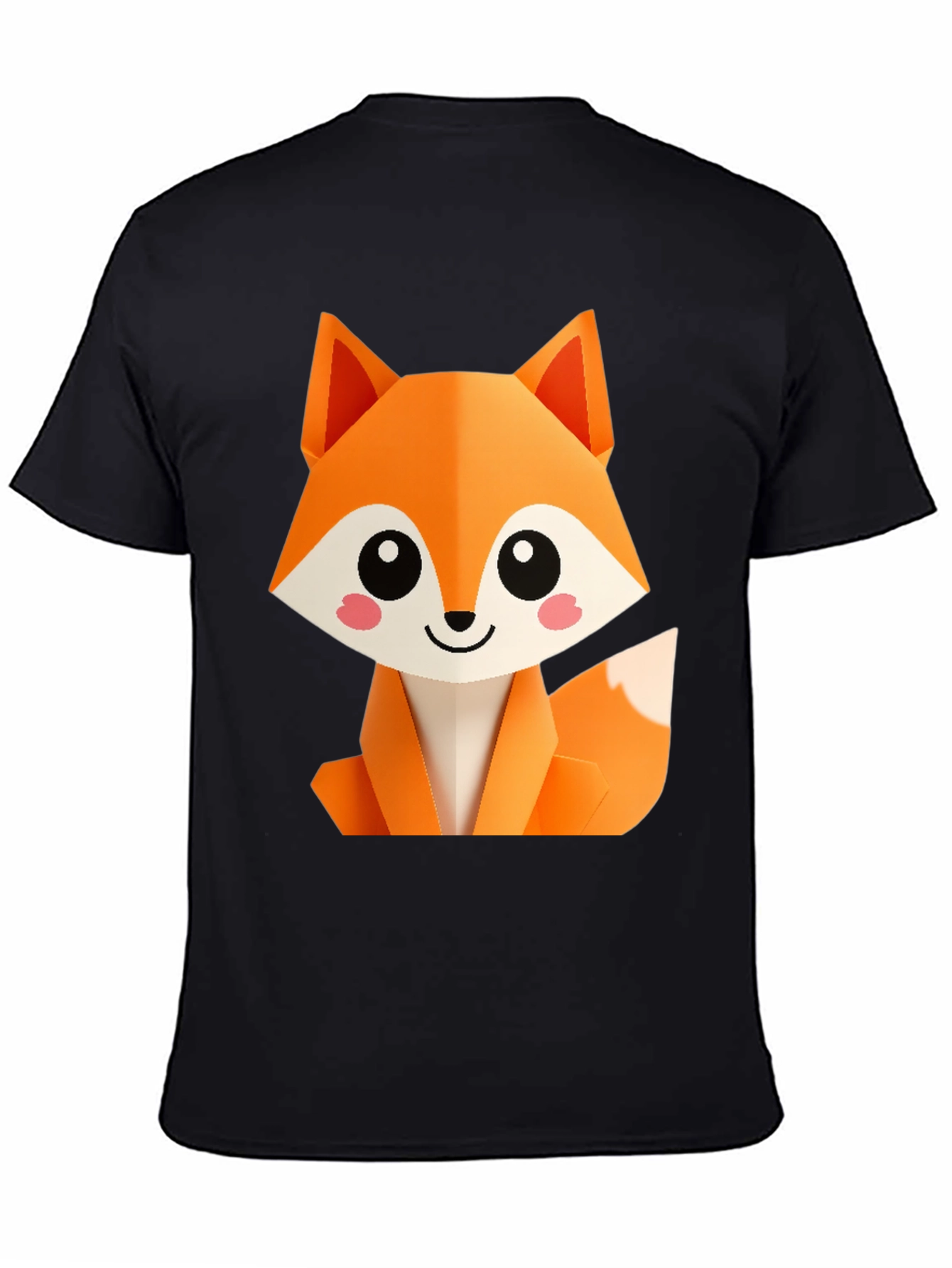 Cute Origami Fox Graphic Tee - Black