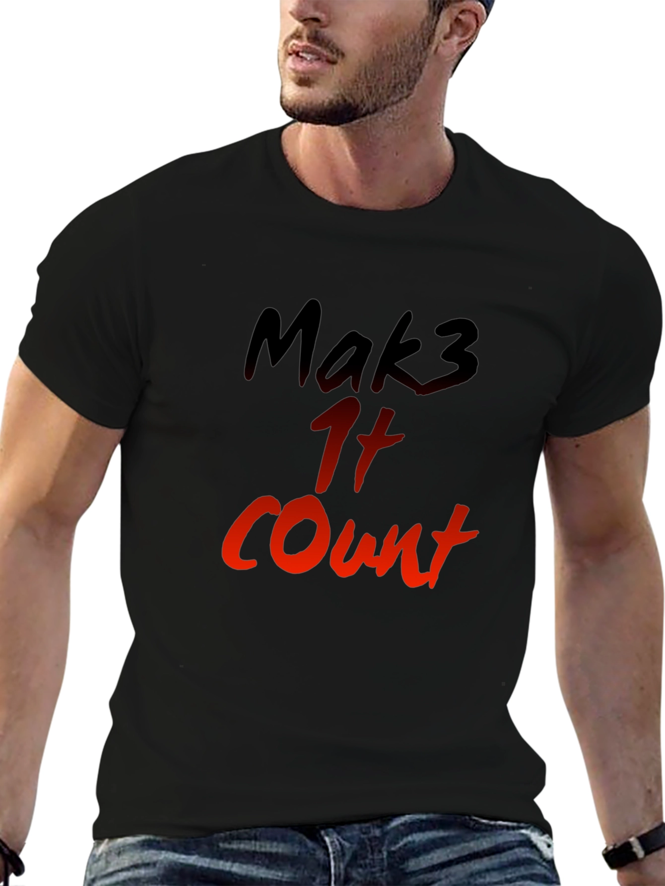 Mak3 It Count Graphic T-Shirt - Black