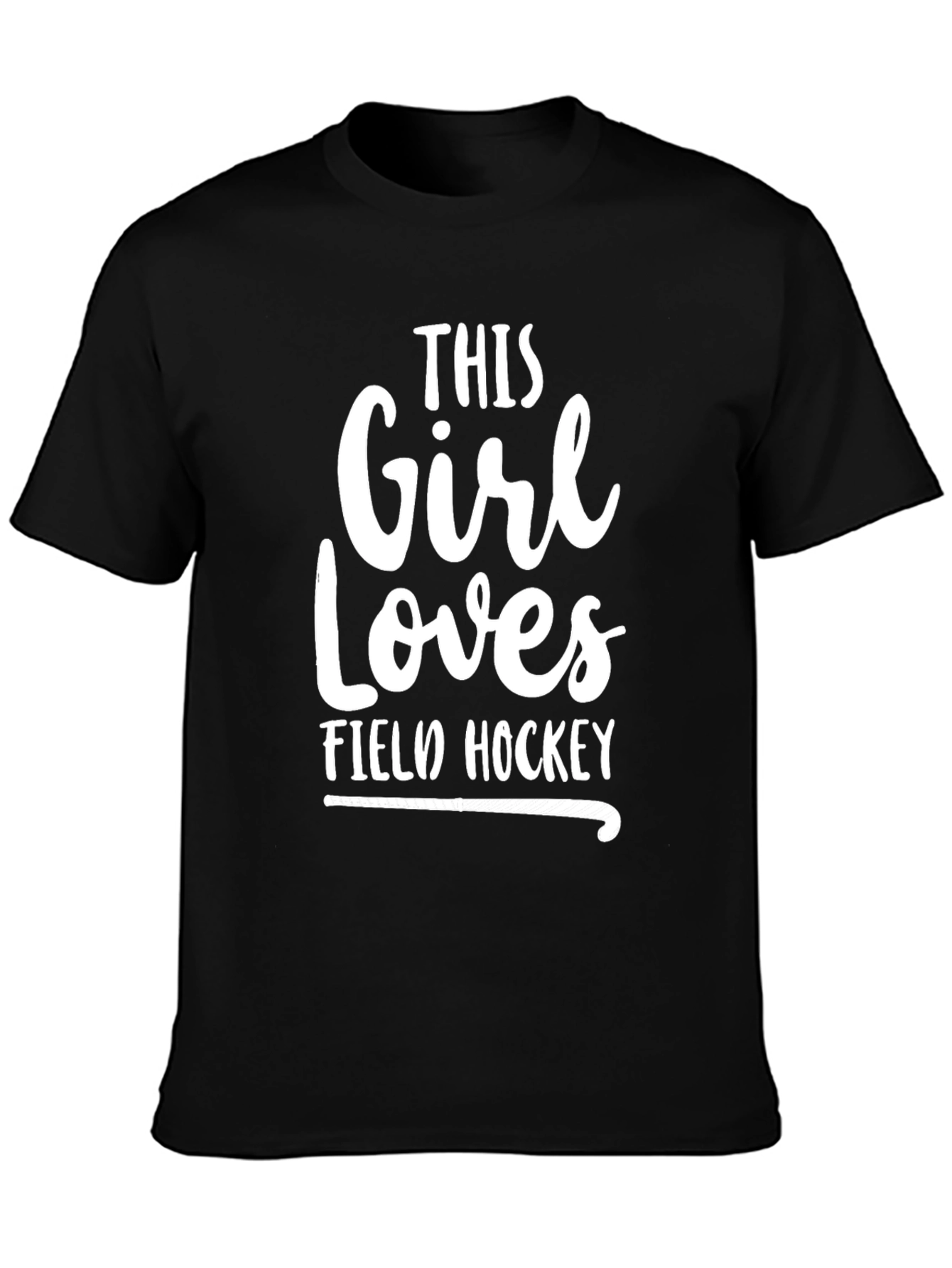 This Girl Loves Field Hockey T-Shirt Black Cotton