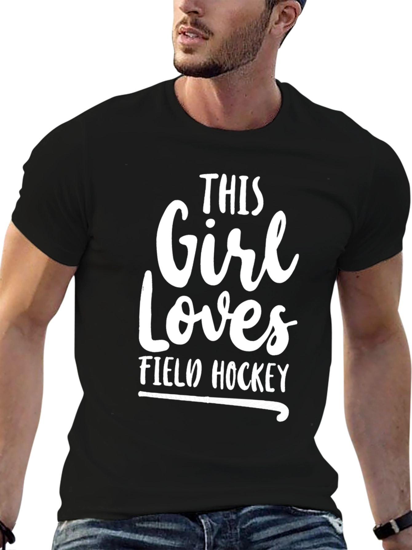 This Girl Loves Field Hockey T-Shirt Black Cotton