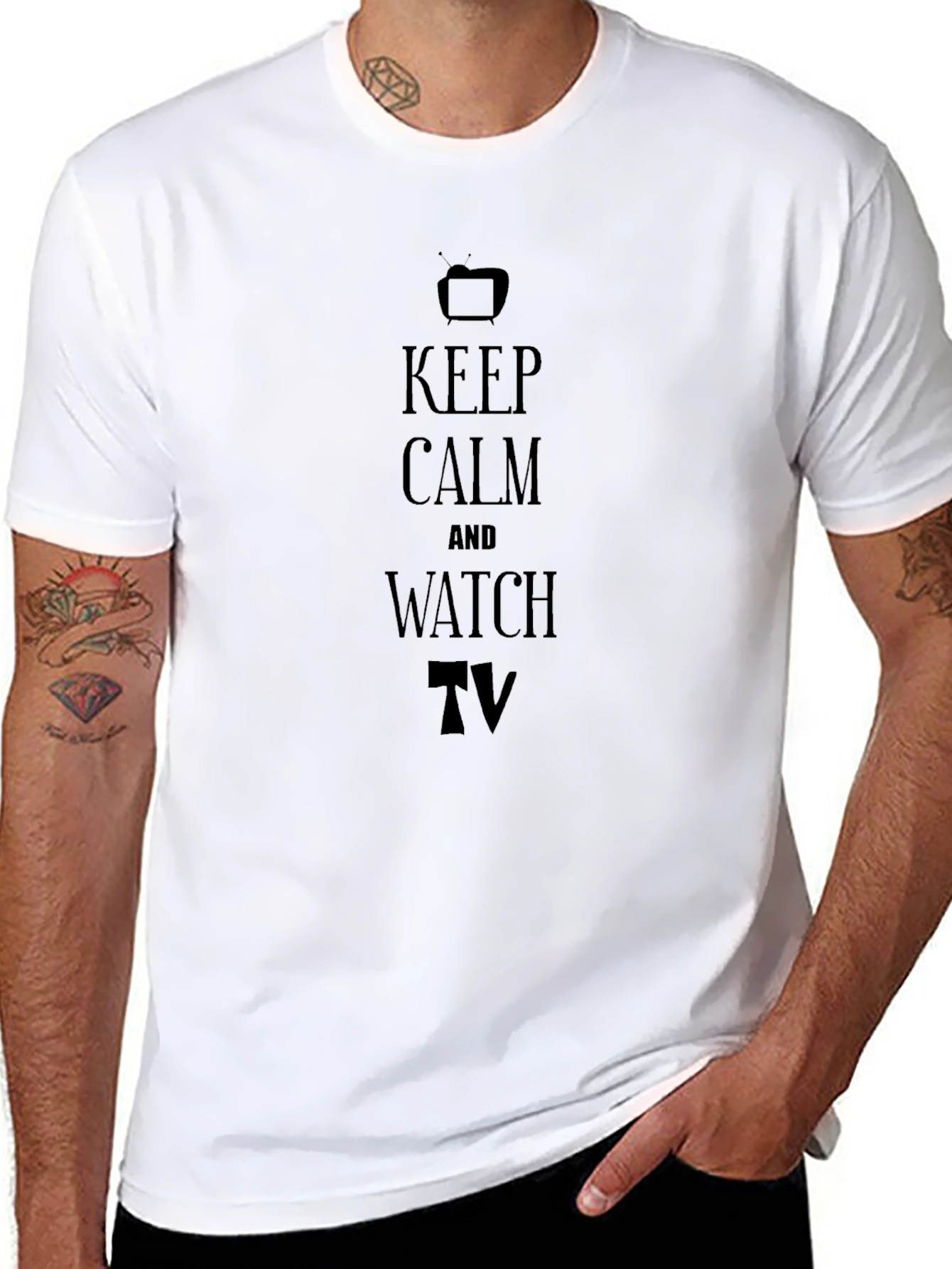 Keep Calm and Watch TV Black T-Shirt
