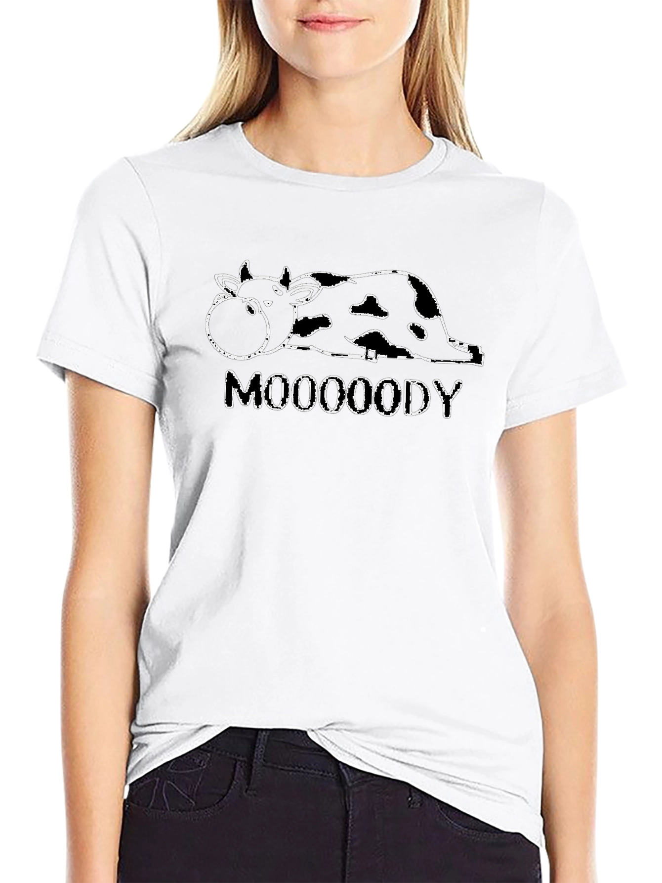 Moooooody Cow Graphic T-Shirt - Comfy Black Tee