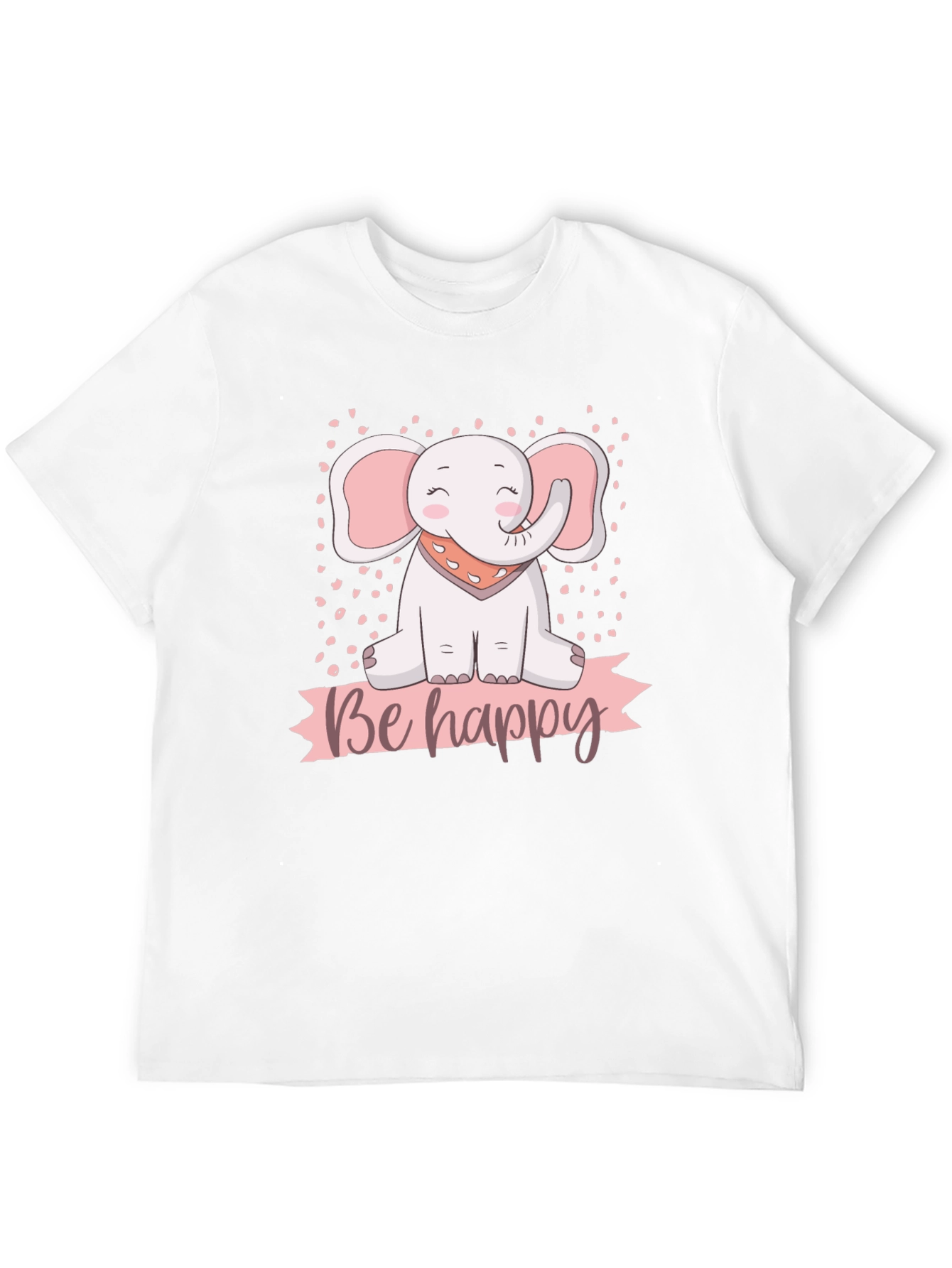 Be Happy Elephant Graphic T-Shirt