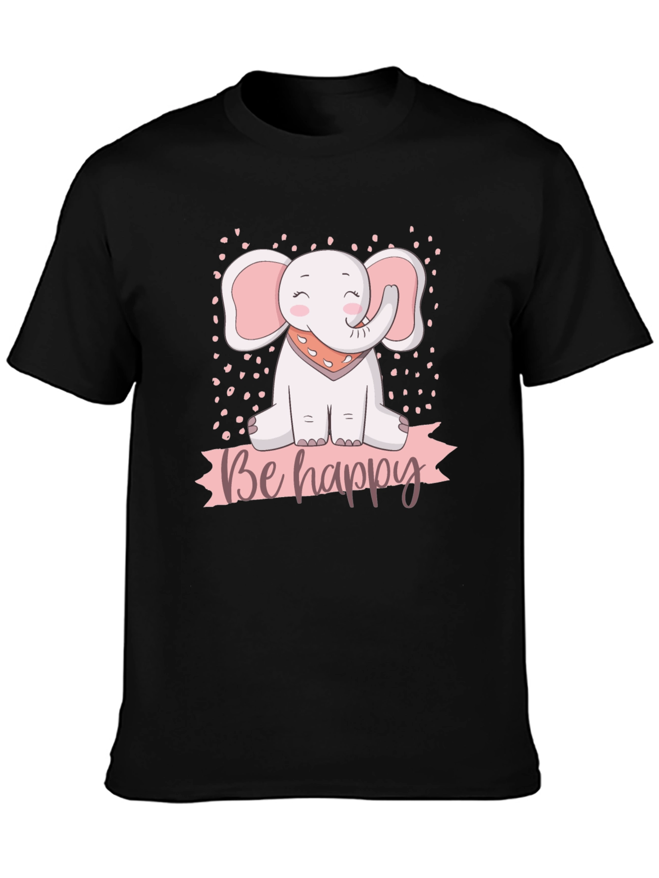 Be Happy Elephant Graphic T-Shirt