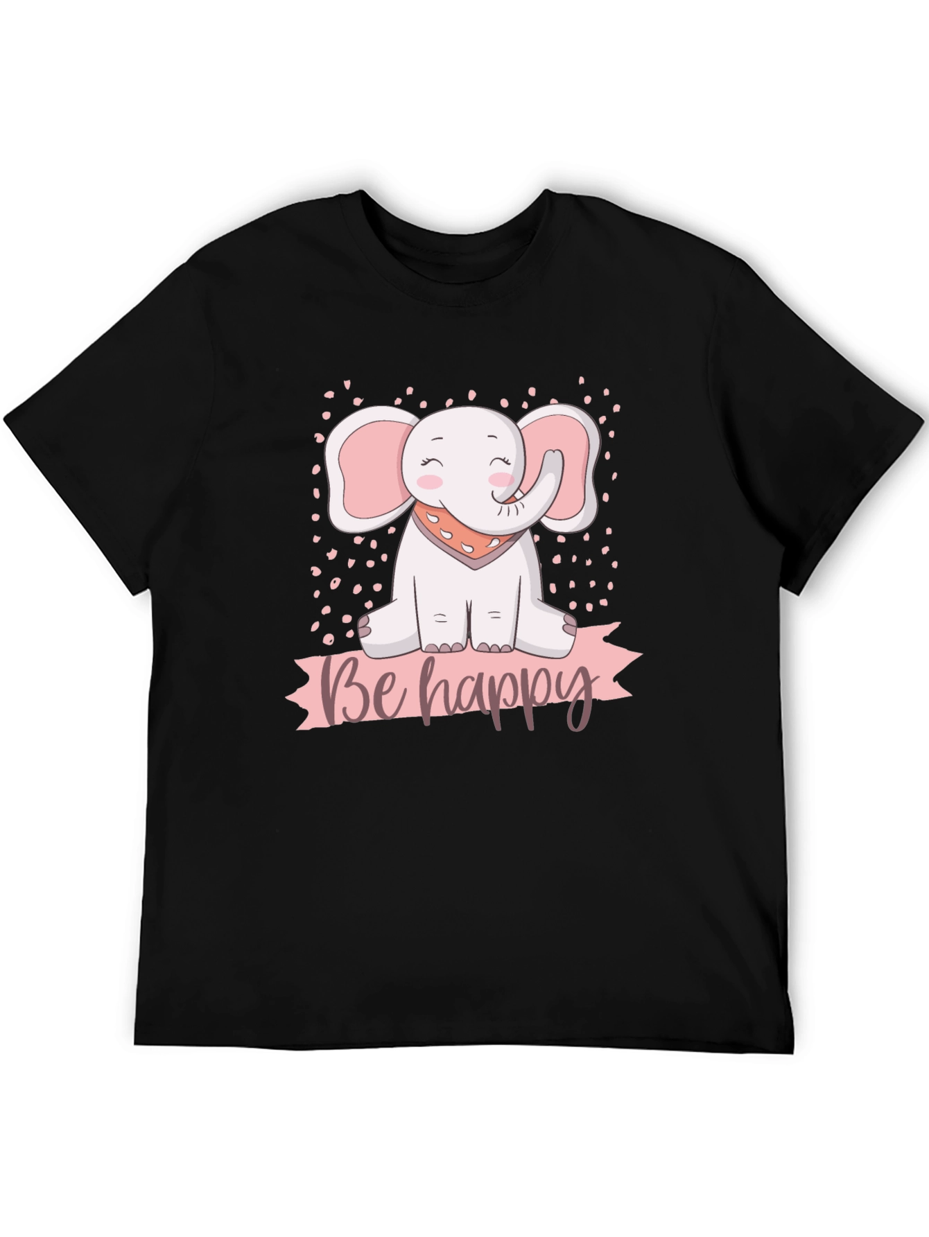 Be Happy Elephant Graphic T-Shirt
