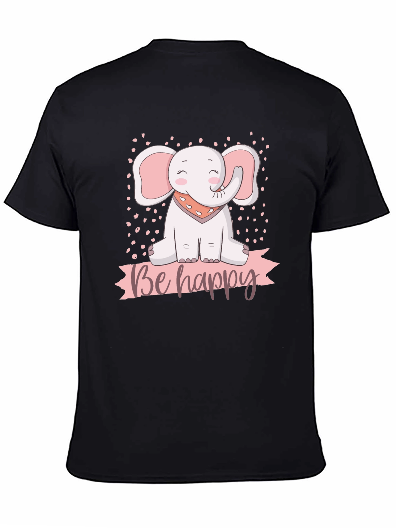 Be Happy Elephant Graphic T-Shirt