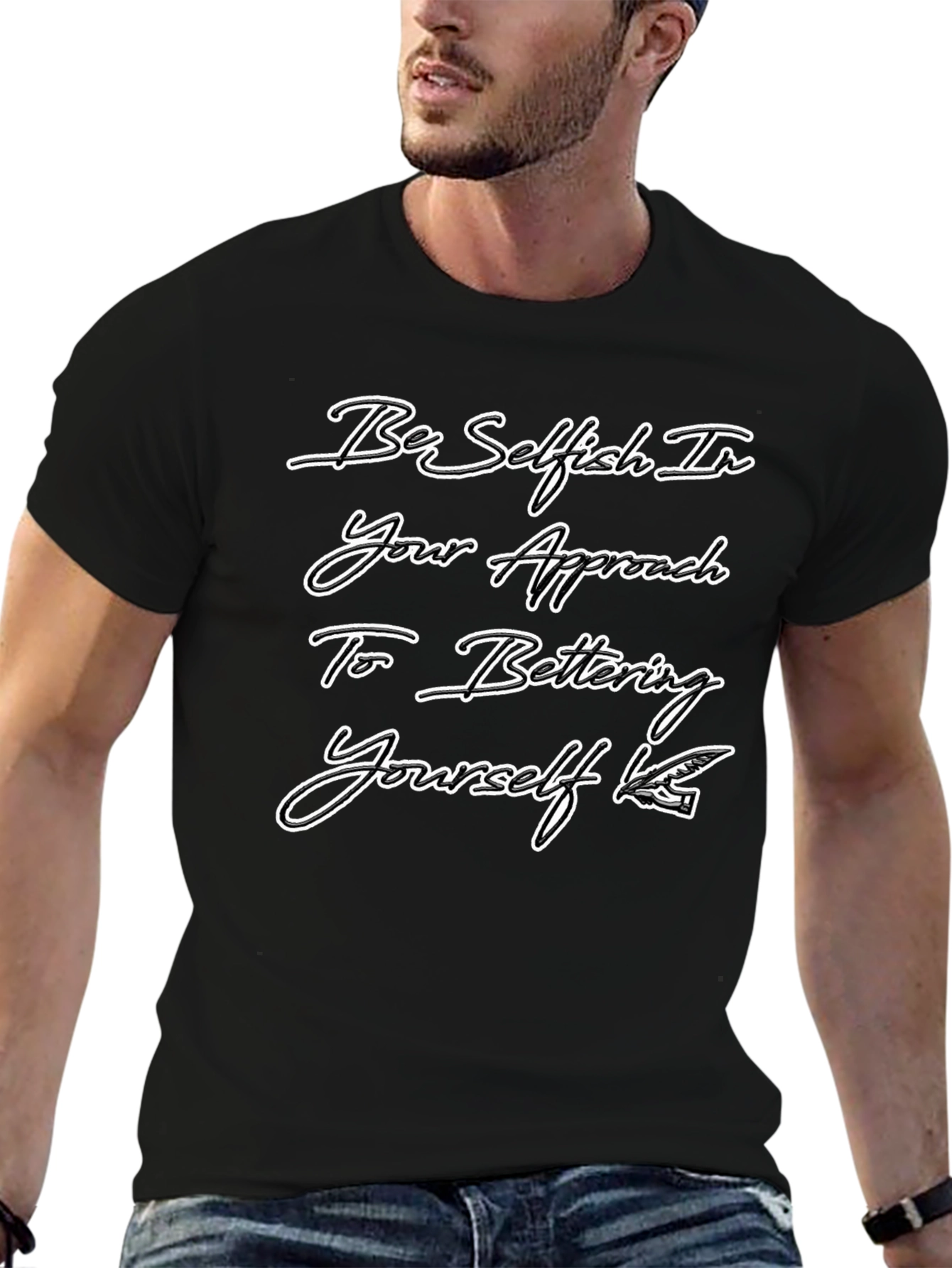 Selfish Approach Black Graphic Tee Shirt