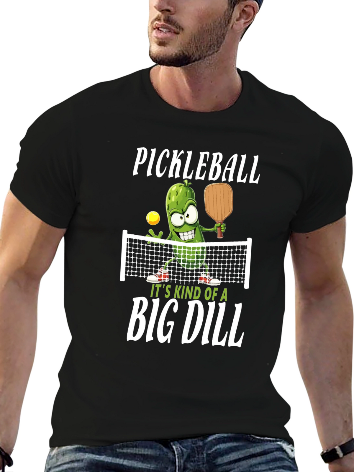 Pickleball Graphic Tee: Big Dill Humor T-Shirt