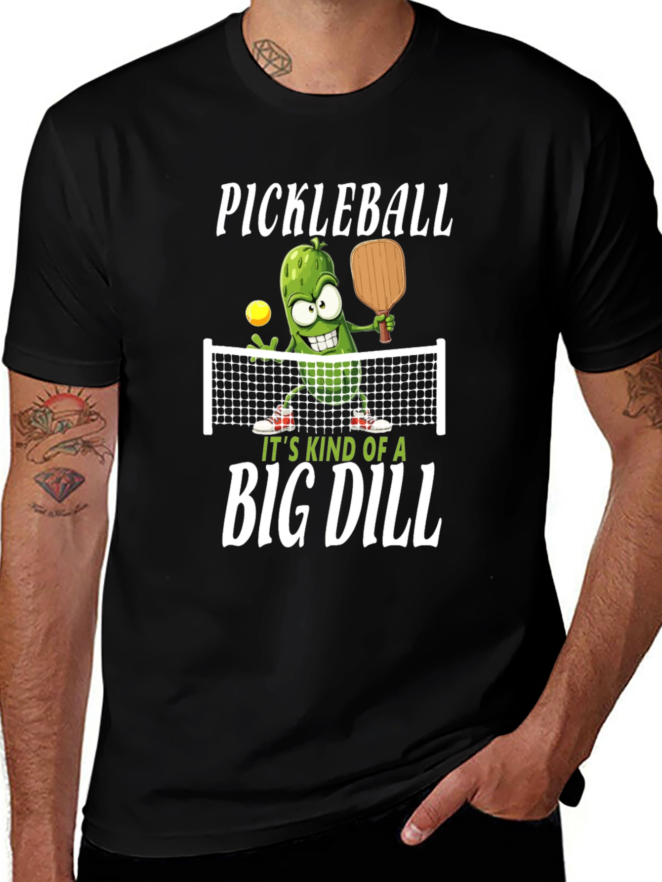 Pickleball Graphic Tee: Big Dill Humor T-Shirt