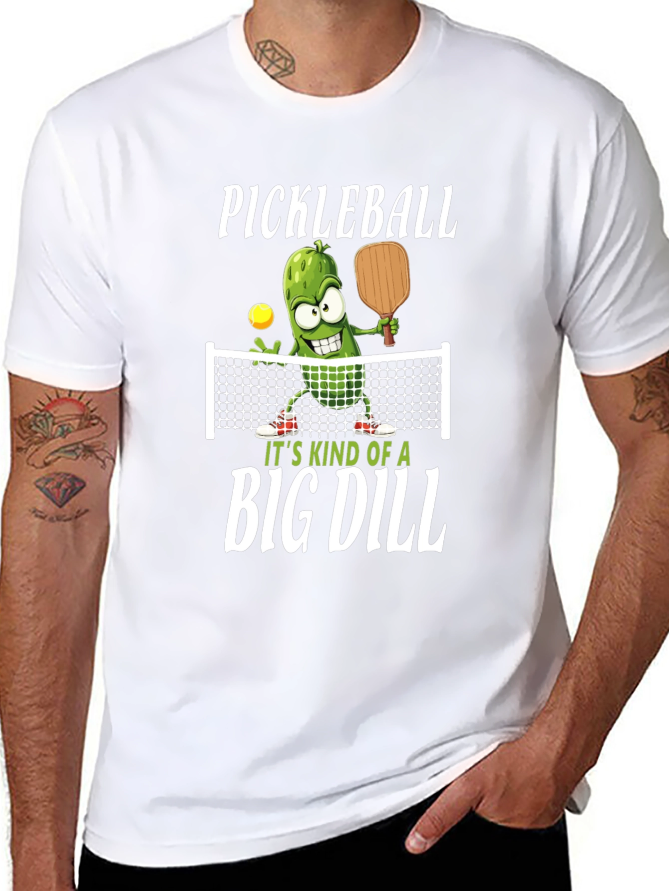 Pickleball Graphic Tee: Big Dill Humor T-Shirt