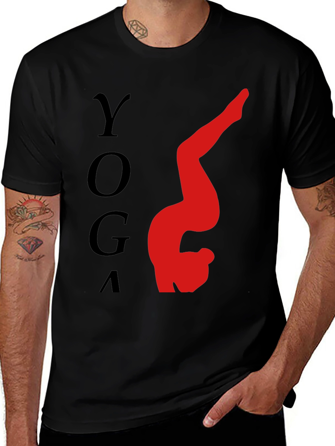 Yoga Pose Graphic Tee - Relaxed Fit Black T-Shirt