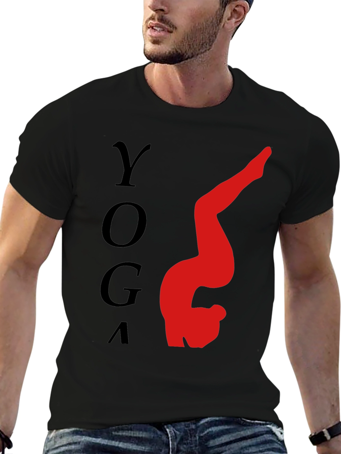 Yoga Pose Graphic Tee - Relaxed Fit Black T-Shirt