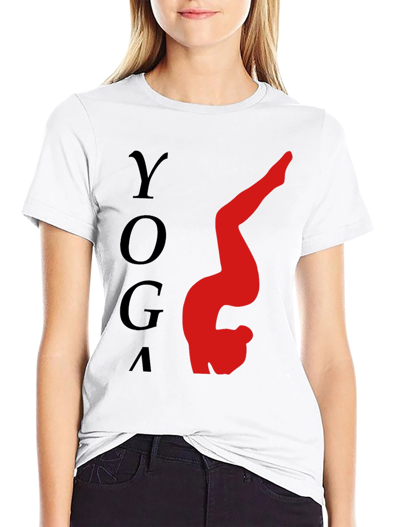 Yoga Pose Graphic Tee - Relaxed Fit Black T-Shirt