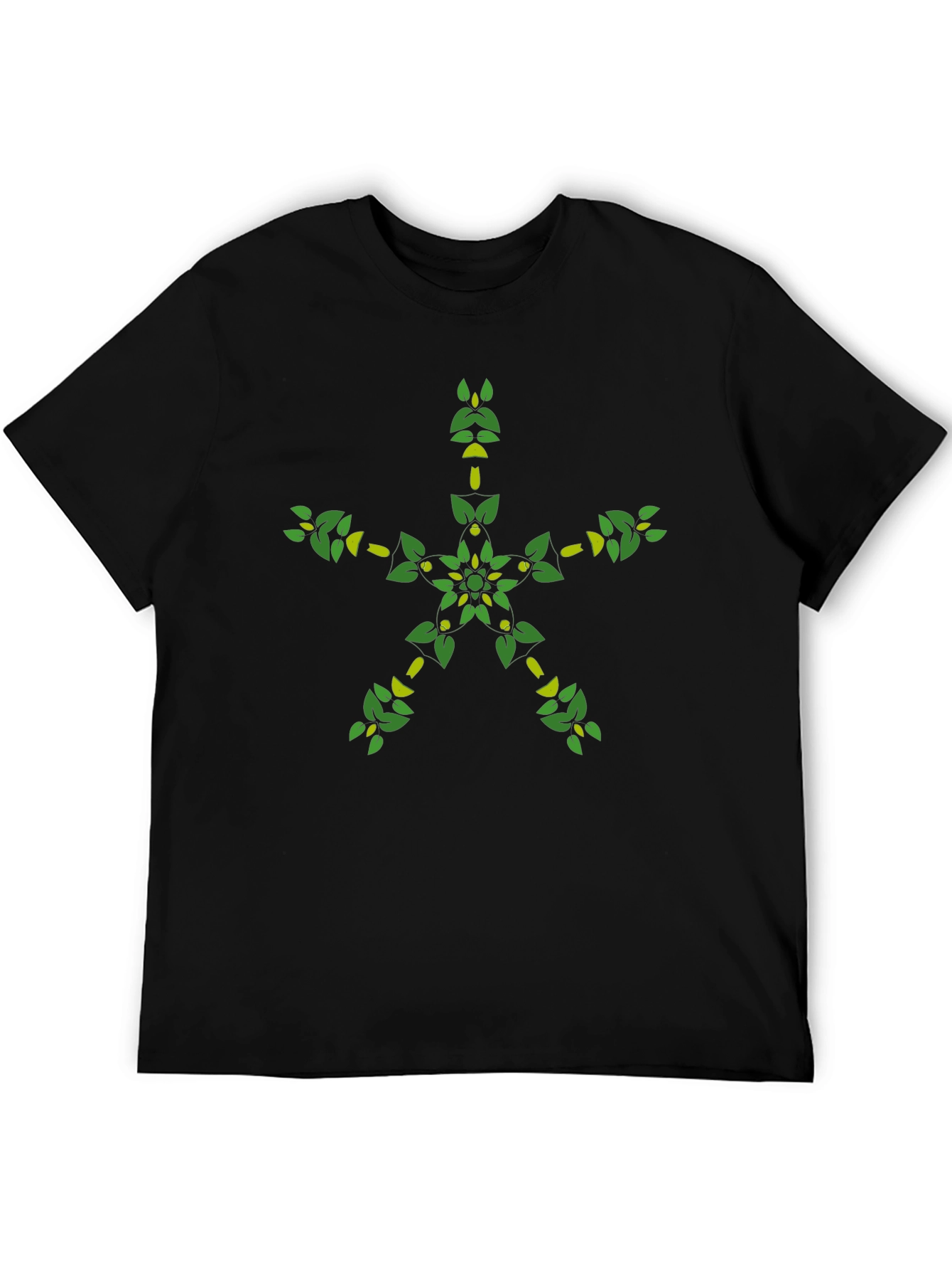 Botanical Star Graphic Black T-Shirt