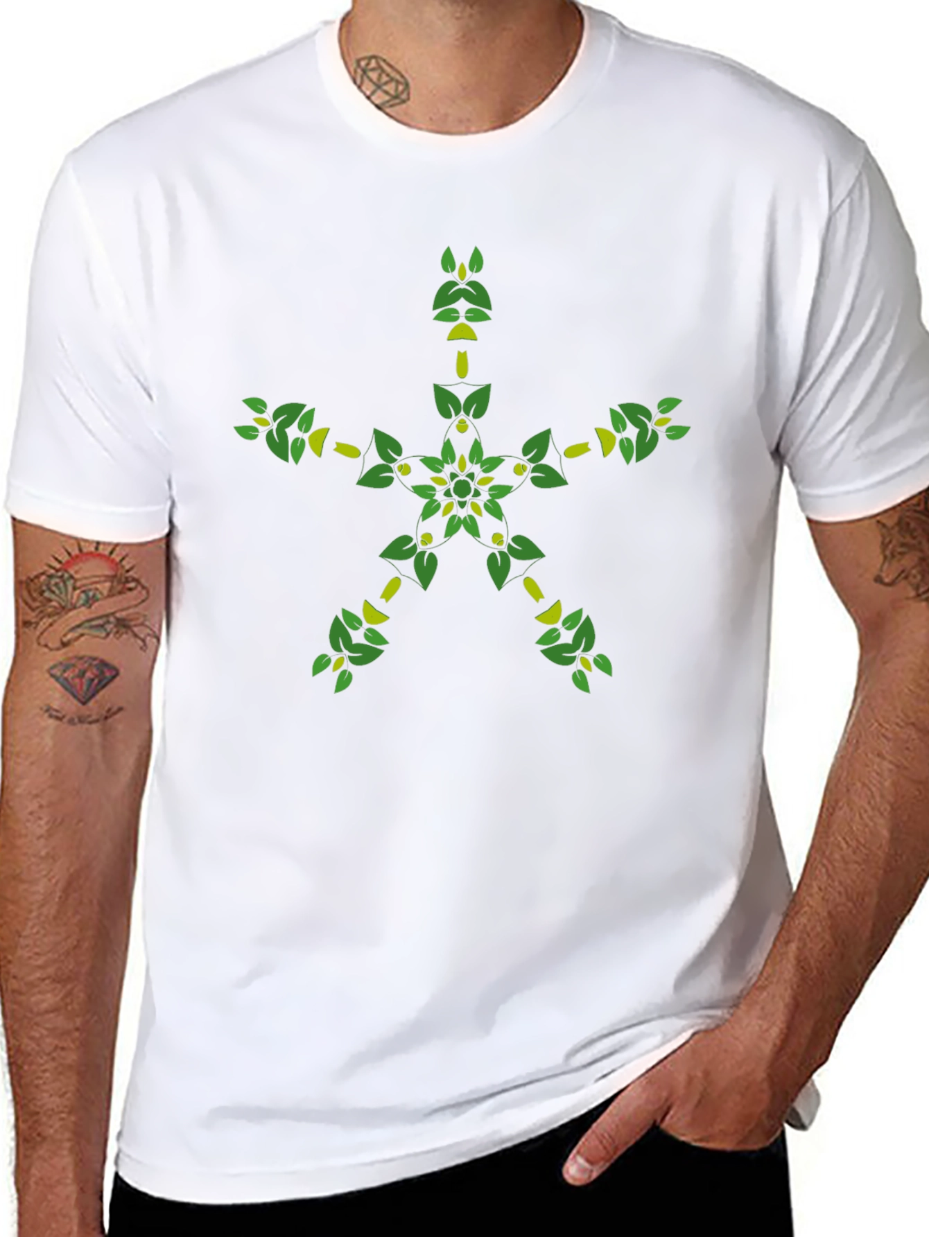 Botanical Star Graphic Black T-Shirt