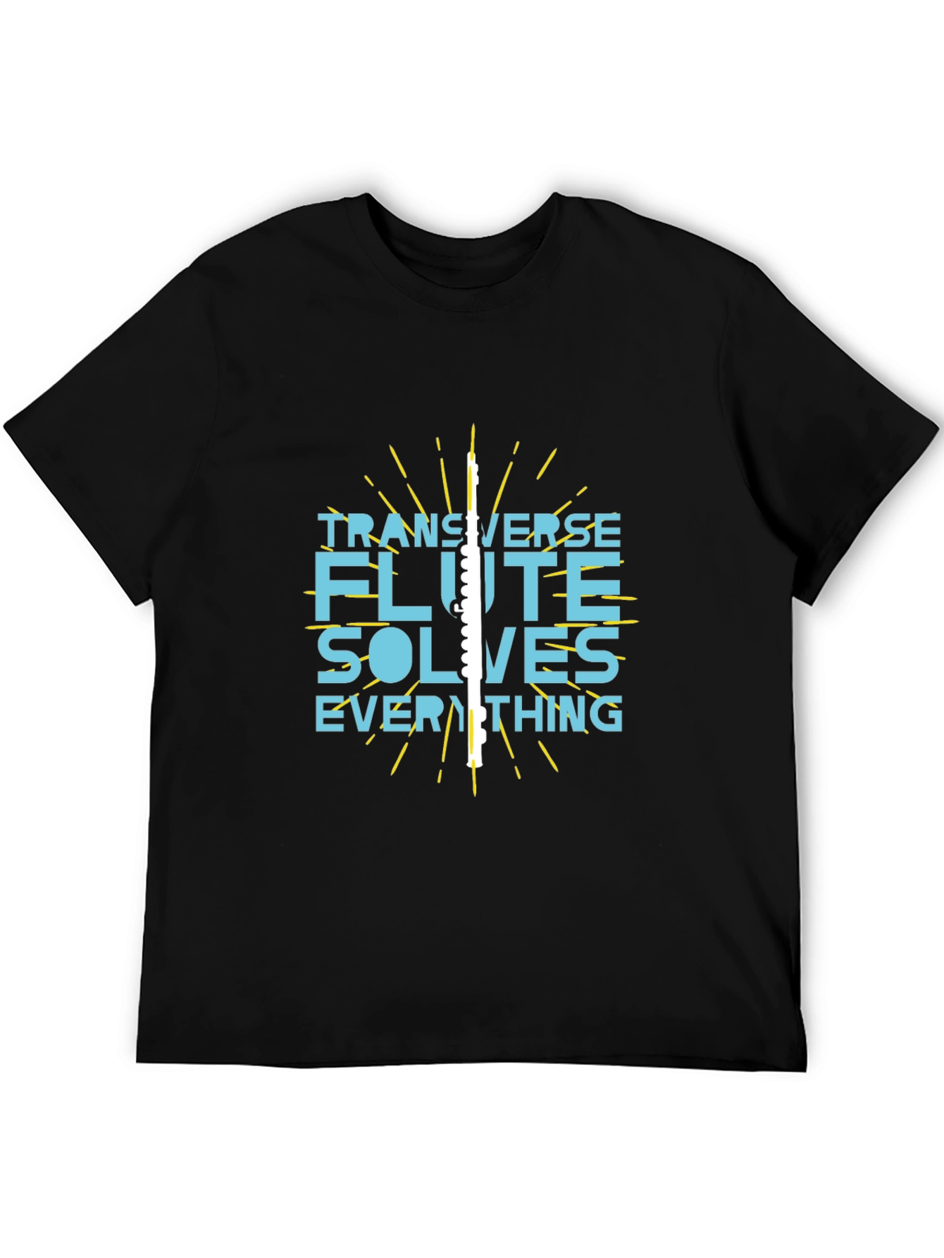 Transverse Flute Solves Everything Black Graphic Tee