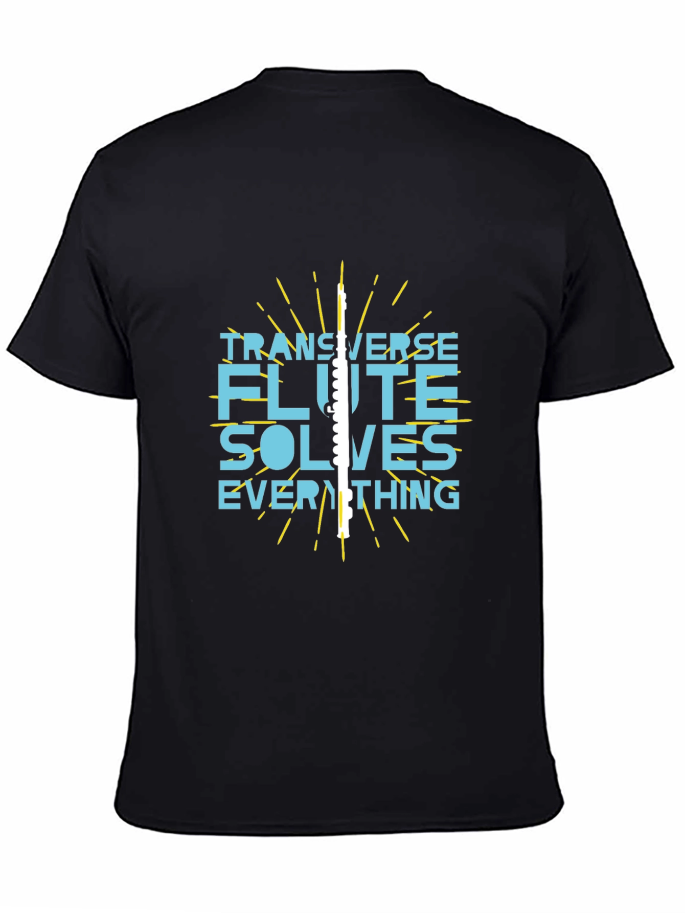 Transverse Flute Solves Everything Black Graphic Tee