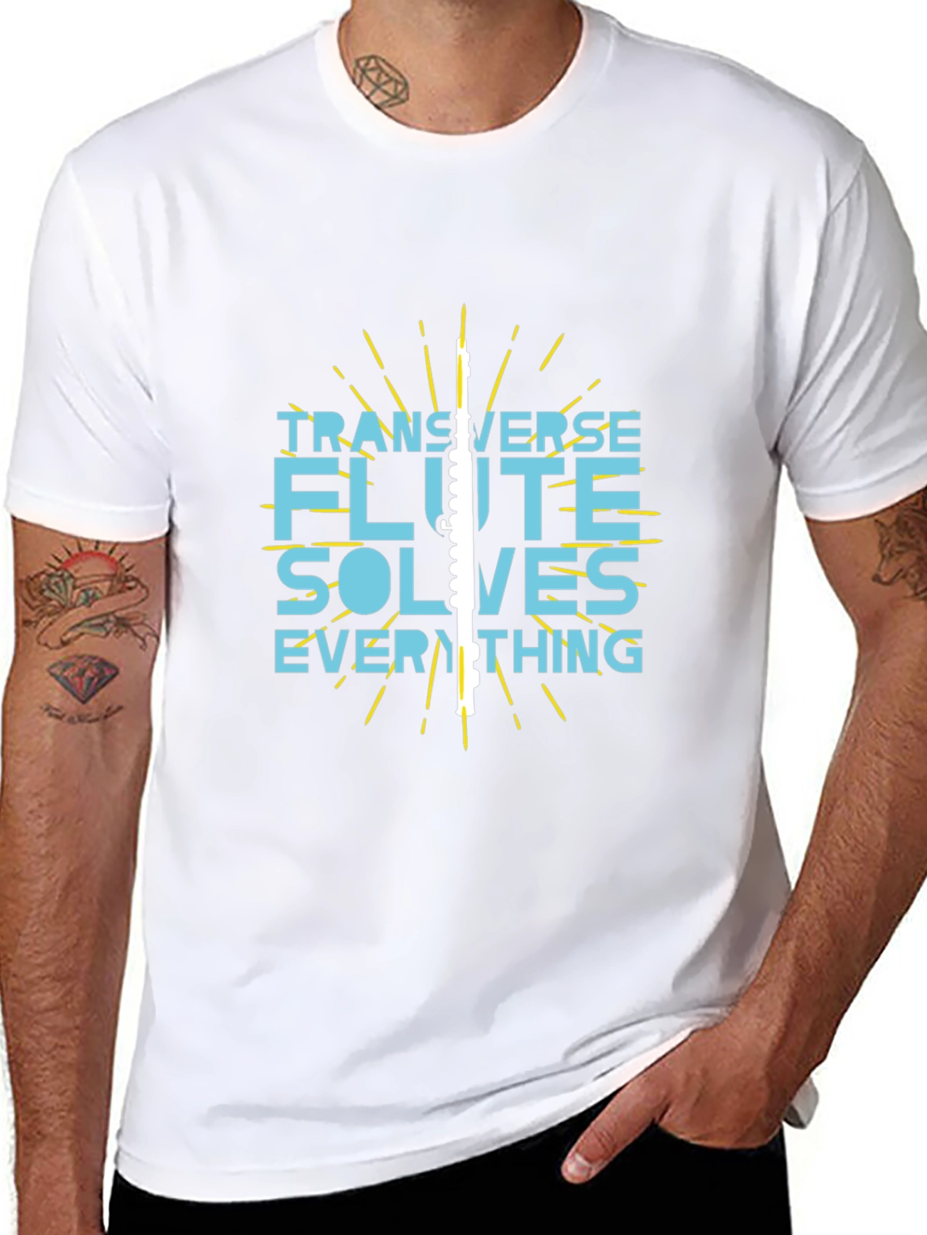 Transverse Flute Solves Everything Black Graphic Tee