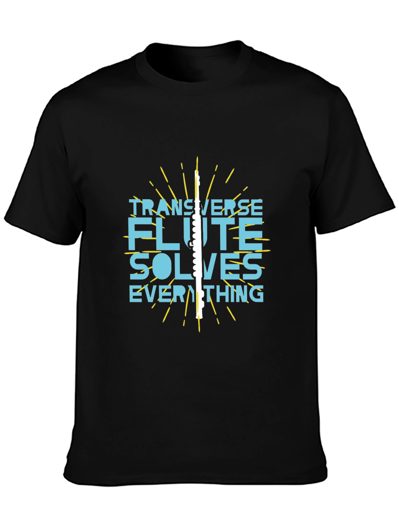 Transverse Flute Solves Everything Black Graphic Tee