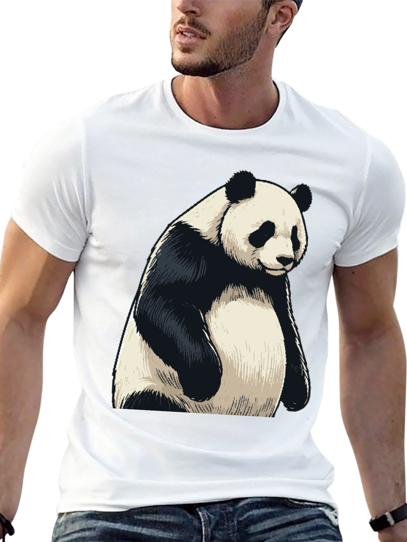 Mens Black Panda Graphic T-Shirt