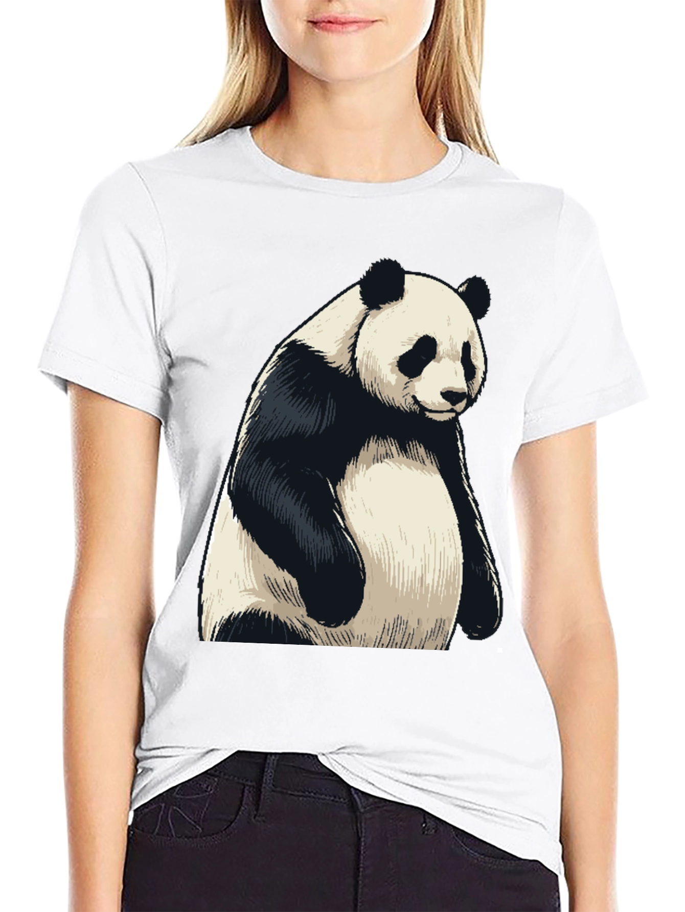 Mens Black Panda Graphic T-Shirt