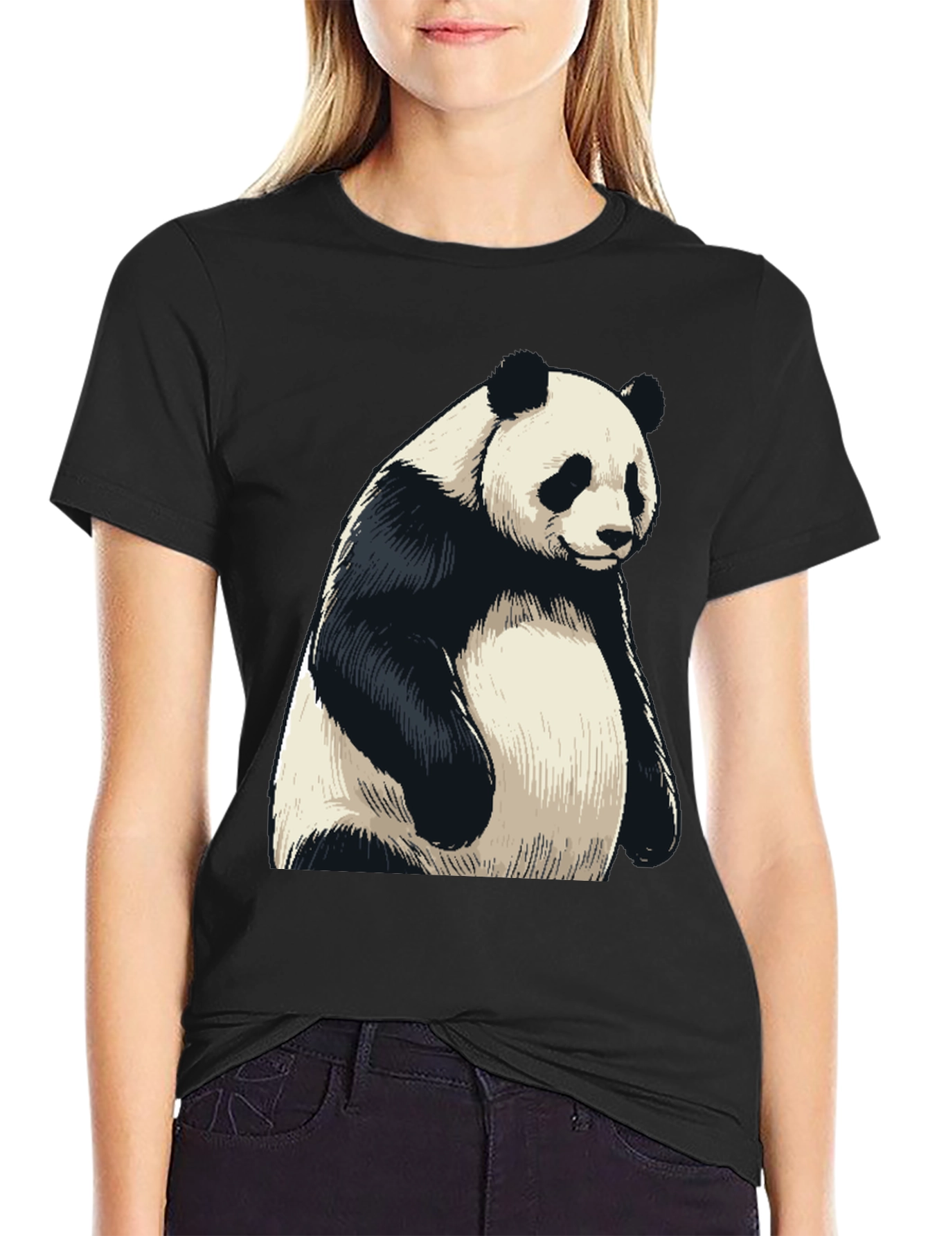 Mens Black Panda Graphic T-Shirt