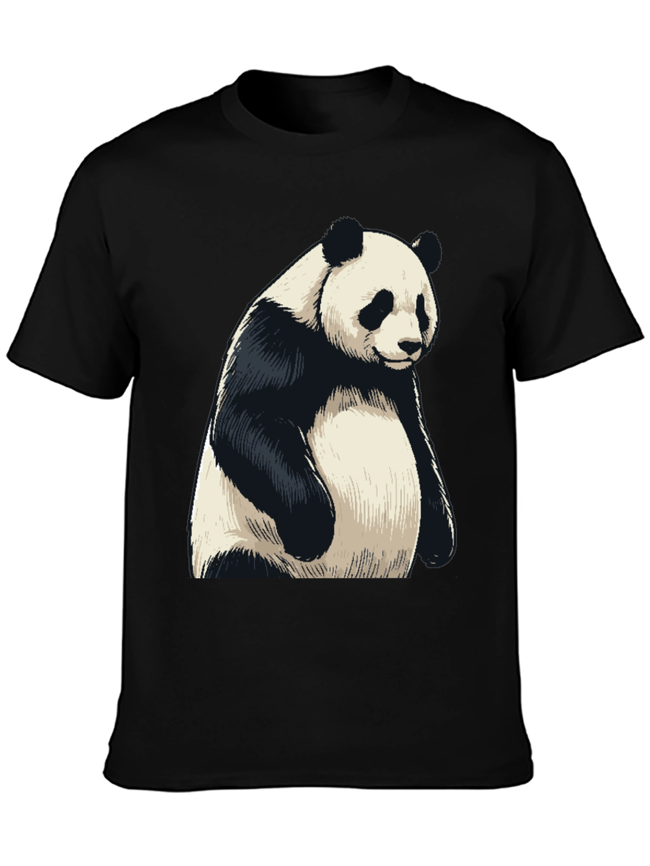 Mens Black Panda Graphic T-Shirt