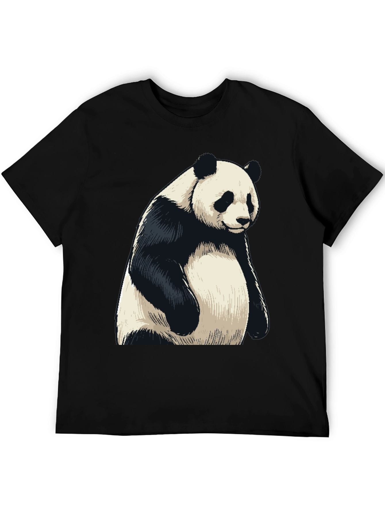 Mens Black Panda Graphic T-Shirt