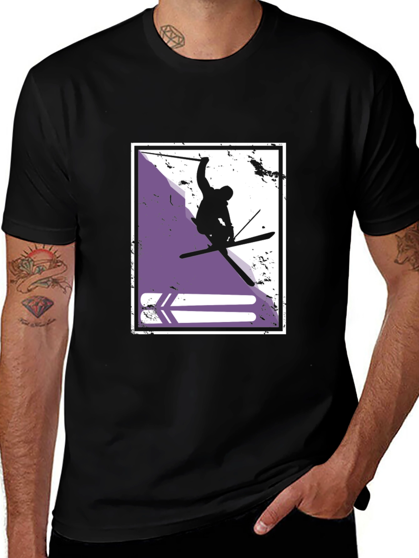 Ski Jumper Graphic T-Shirt - Stylish Black Tee