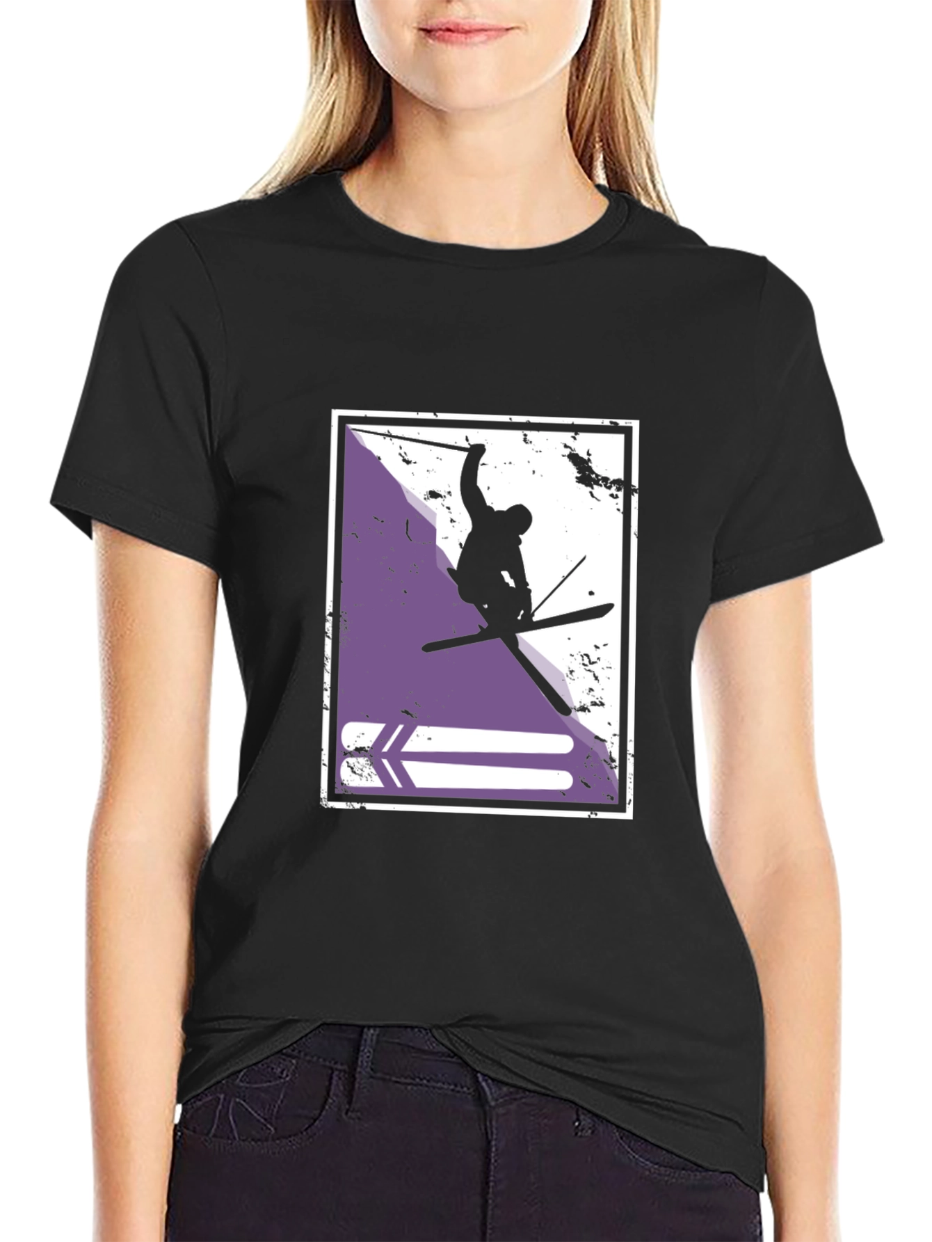 Ski Jumper Graphic T-Shirt - Stylish Black Tee