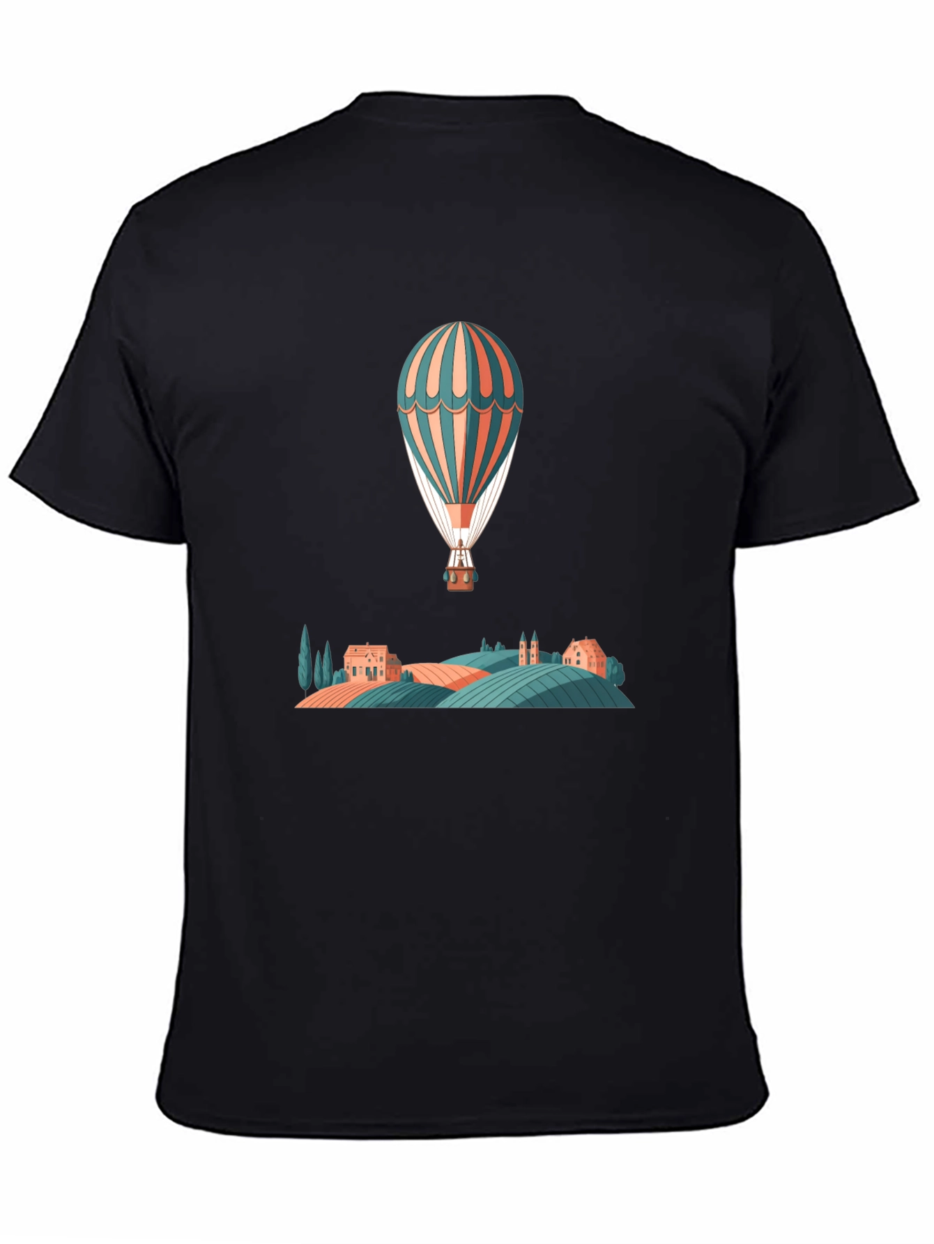 Hot Air Balloon Ride Graphic Tee - Black