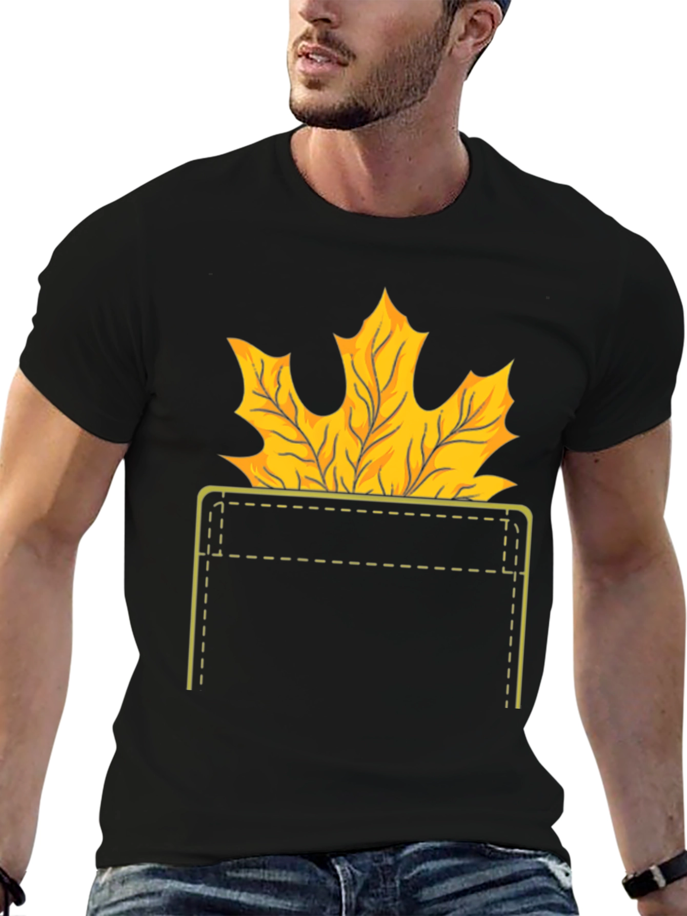 Autumn Leaf Pocket T-Shirt - Fall Graphic Tee