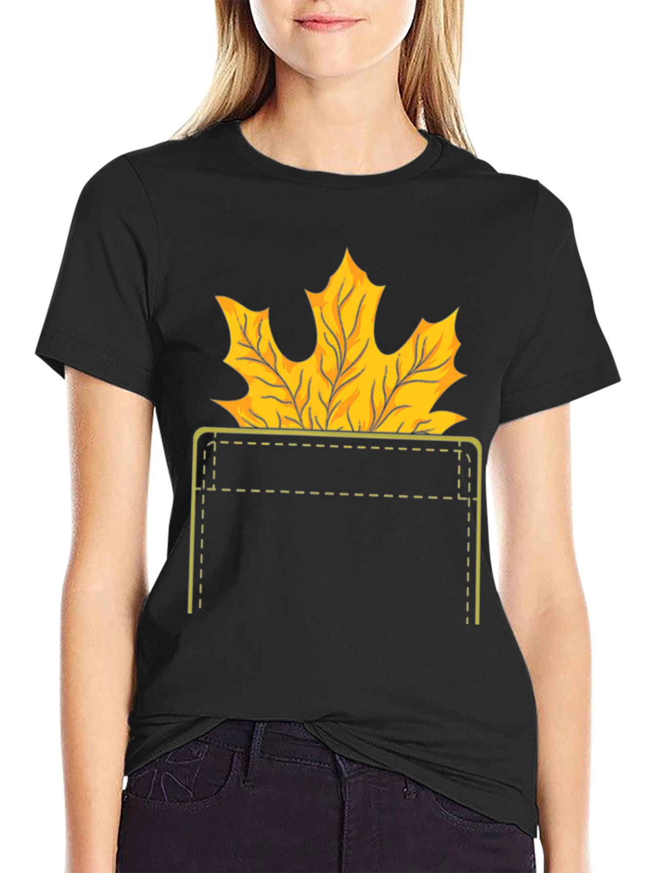 Autumn Leaf Pocket T-Shirt - Fall Graphic Tee