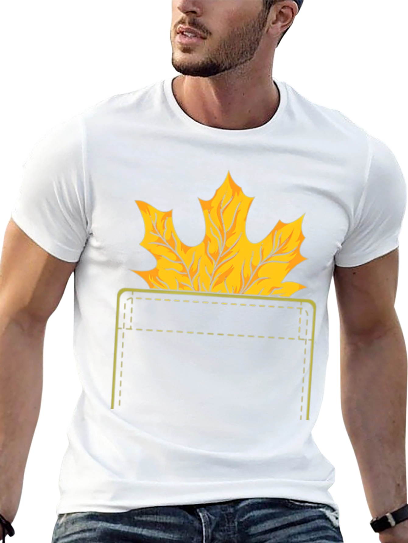 Autumn Leaf Pocket T-Shirt - Fall Graphic Tee