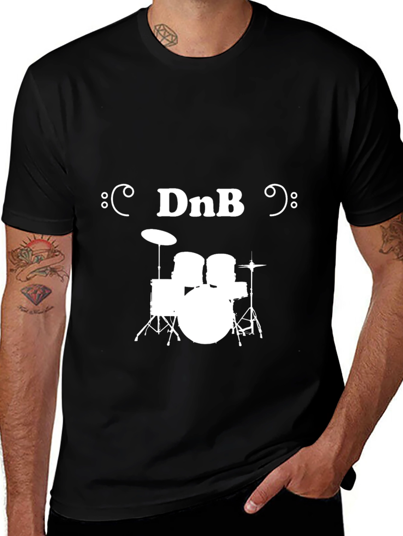 DnB Drum Kit T-Shirt - Black Cotton Tee
