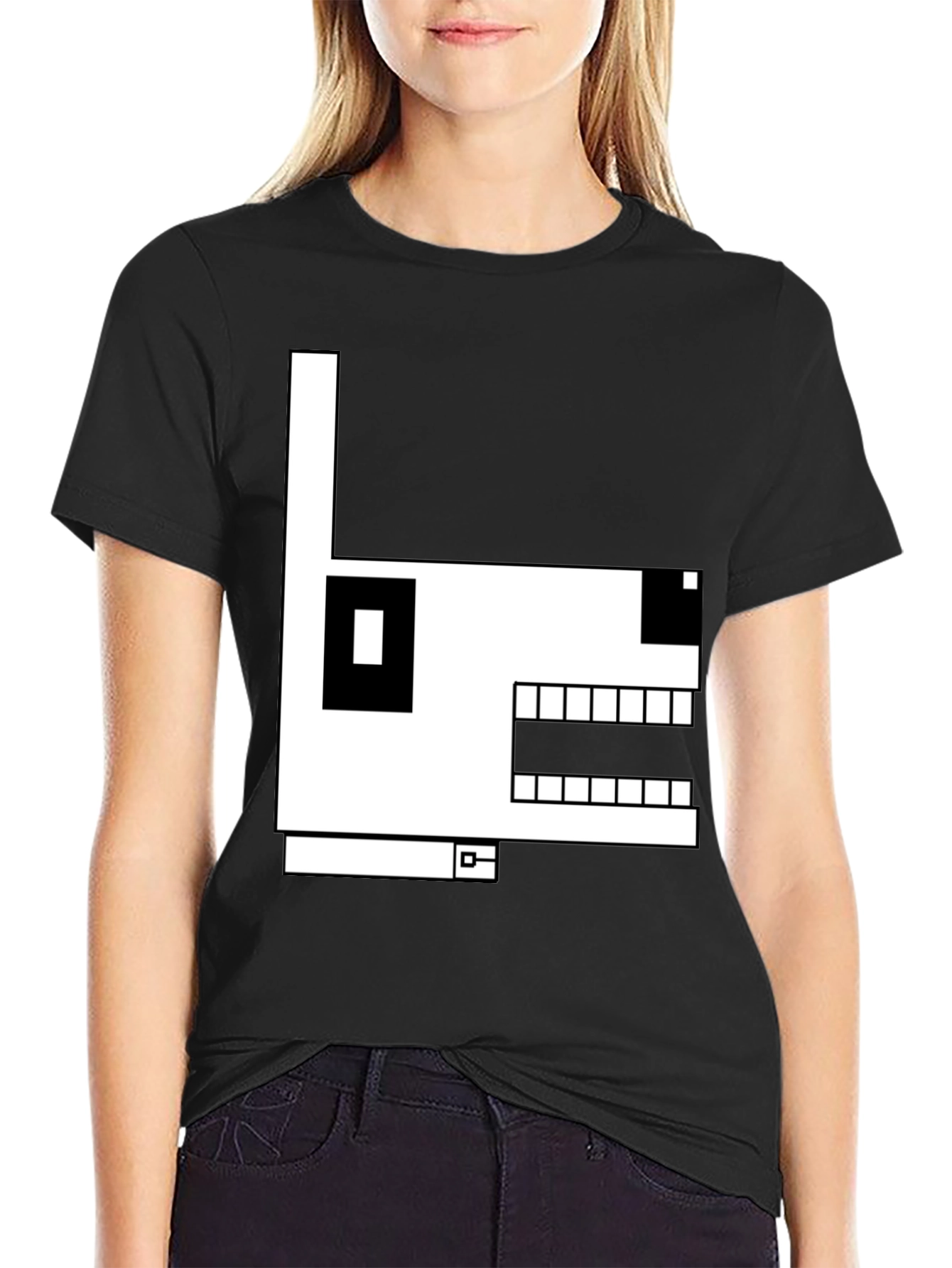 Geometric Dog Graphic T-Shirt - Black