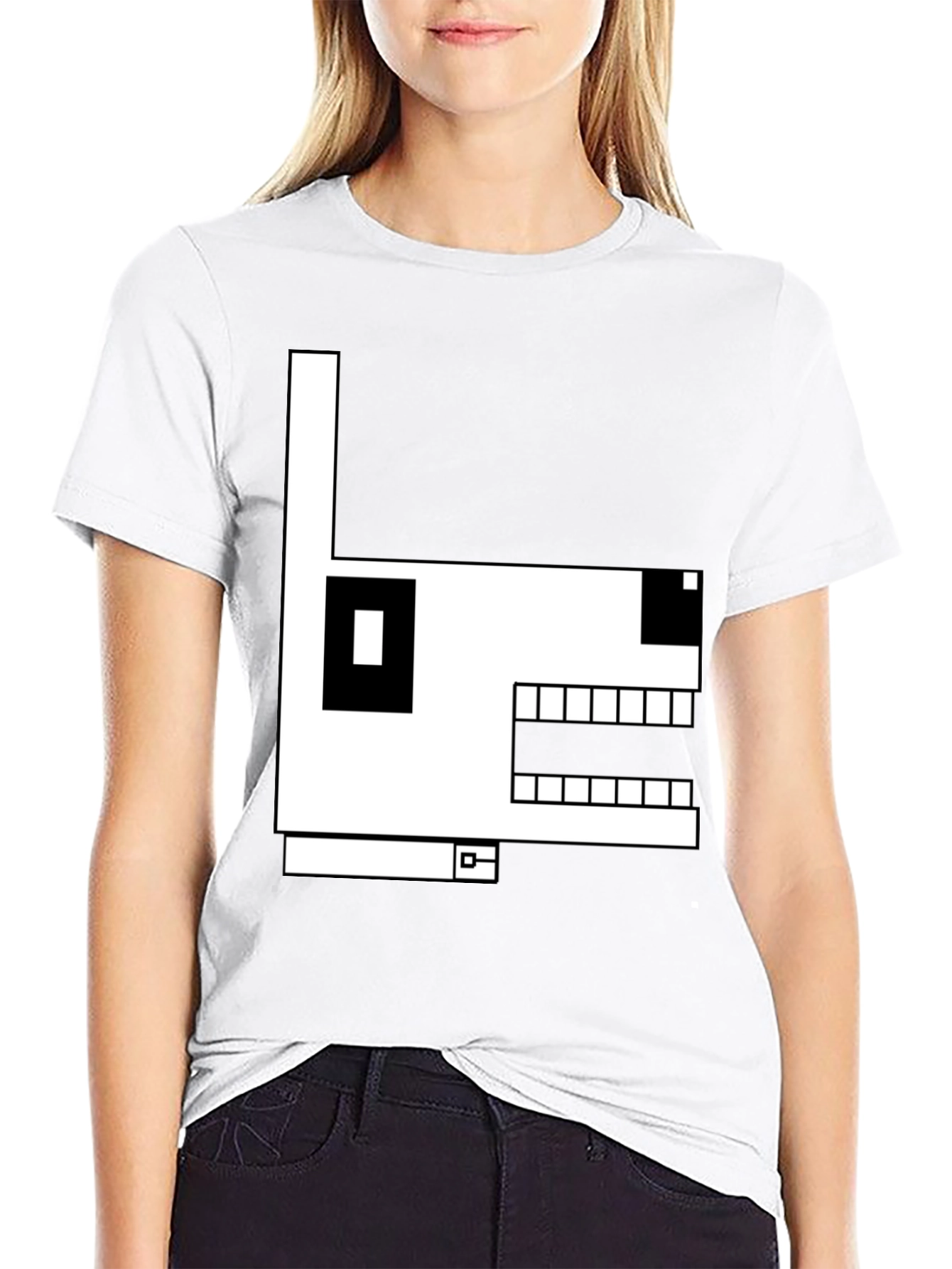 Geometric Dog Graphic T-Shirt - Black