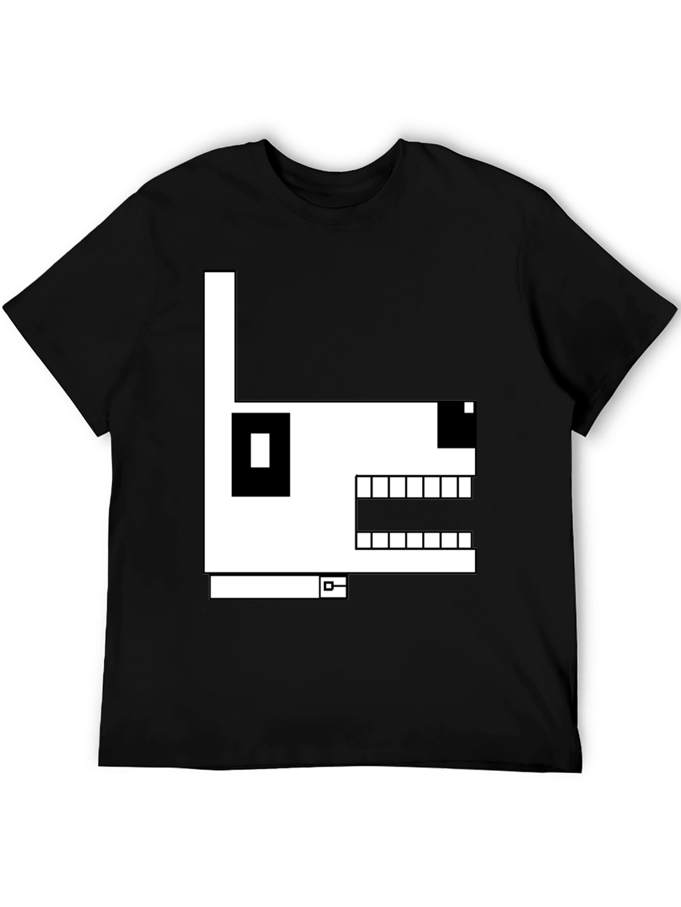 Geometric Dog Graphic T-Shirt - Black