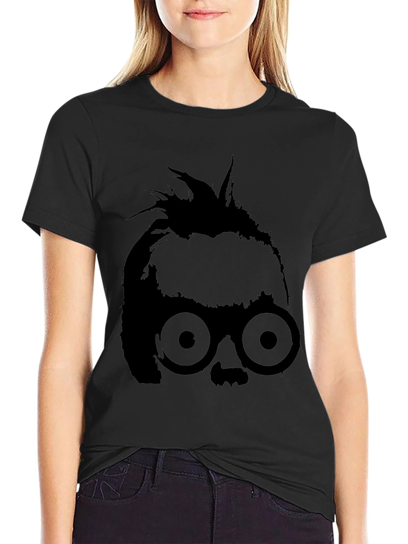 Abstract Silhouette Graphic T-Shirt - Black