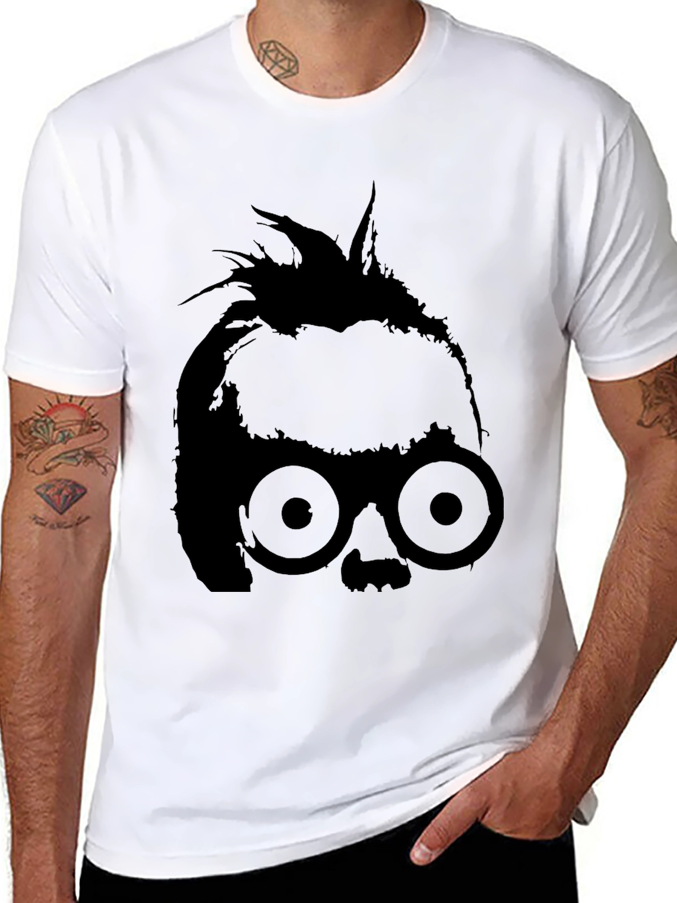 Abstract Silhouette Graphic T-Shirt - Black